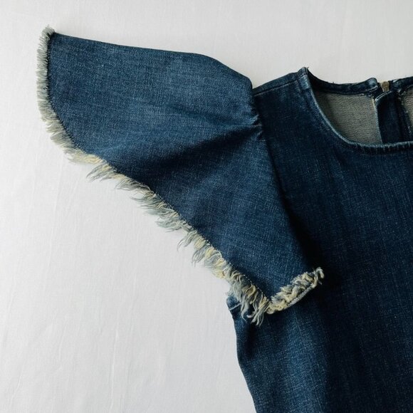 Stem Denim Dress Girls Size 8 Flutter Sleeve Dark Wash - Picture 7 of 10